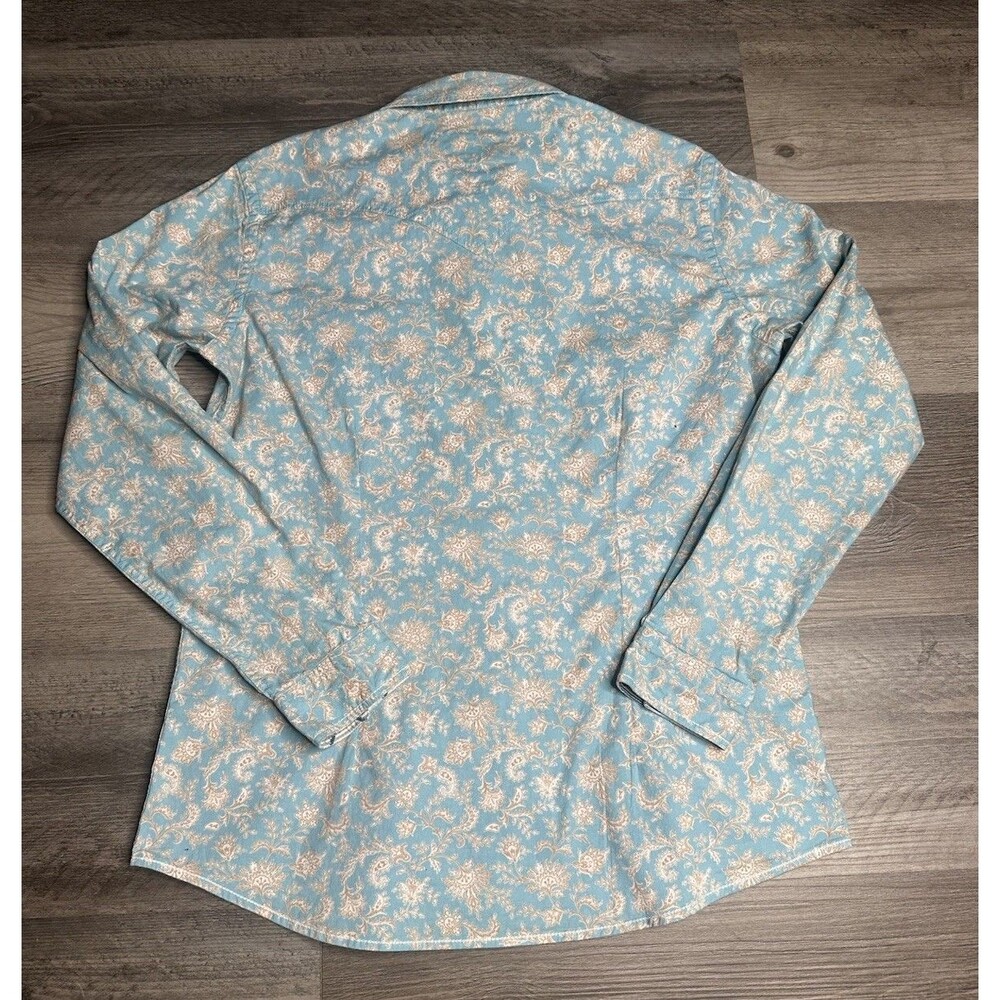 Panhandle Rough Stock Womens Light Blue Paisley Long Sleeve Western Snap Shirt M - Picture 2 of 7